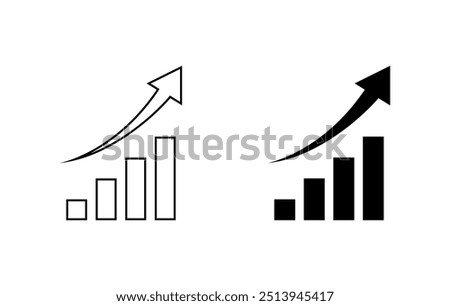 Increase bar chart icon generic style. Growing graph arrow concept