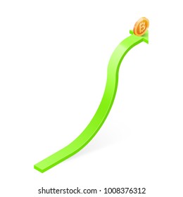 Increase Bitcoin value Business concept. Isometric vector illustration