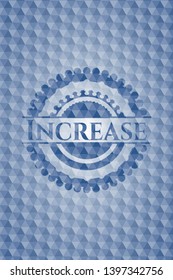 Increase blue emblem or badge with abstract geometric polygonal pattern background. Vector Illustration. Detailed.