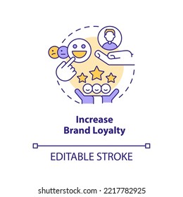 Increase brand loyalty concept icon. Customer satisfaction. User retention abstract idea thin line illustration. Isolated outline drawing. Editable stroke. Arial, Myriad Pro-Bold fonts used