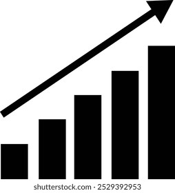 Ícone Aumentar Linha do Gráfico de Negócios. Traço editável, Contém, como Seta, Gráfico, Diagrama, Finanças, Direção, Gráfico, Crescimento, Taxa de Juros, Investimento, Desempenho, Mercado de Ações, Vetor linear de dados.