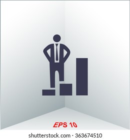 Increase, businessman symbol