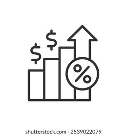 Erhöhen Sie das Kapitalisikon im Liniendesign. Kapital, Investitionen, Wachstum, Wachstum, Finanzen, Strategie, Vermögenswerte auf weißem Hintergrund Vektor. Symbol für Großbuchstaben-Strich