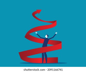 Increase career and personal improvement visualization with upward spiral arrow. Growth spiral vector illustration