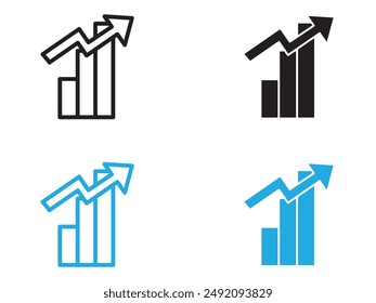 Increase chart icon black and white vector outline sign