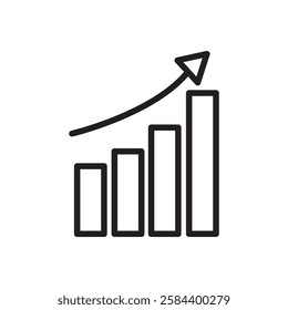 Increase chart icon black and white vector outline sign