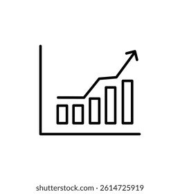 Increase chart icon black and white vector sign