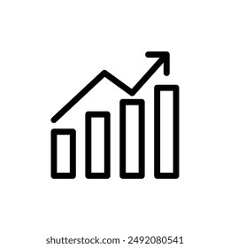 Increase chart icon linear logo mark in black and white