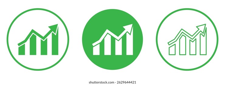 increase chart icon set. growth up arrow graph vector symbol. chart icon.