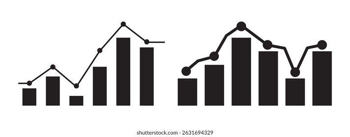 Ícone de gráfico de aumento definido. símbolo de vetor de gráfico de seta para cima de crescimento. sinal de tendência do mercado de ações econômico. ícone de aumento de lucro ou receita. Gráfico acima gráfico ícone do vetor conjunto. sinal de aumento de crescimento. símbolo de ascensão da economia.