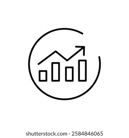 Increase chart icon Thin line art isolated