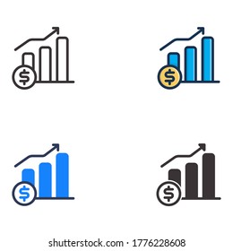 increase chart money flat icon