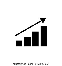 Increase chart symbol with arrow isolated on white background