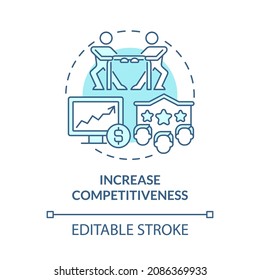 Increase competitiveness blue concept icon. Importance of expansion abstract idea thin line illustration. Be winner among other companies. Vector isolated outline color drawing. Editable stroke
