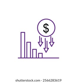 increase cost barrel oil icon, fuel crisis, rise in gasoline or diesel prices, thin line symbol on white background - editable stroke vector illustration