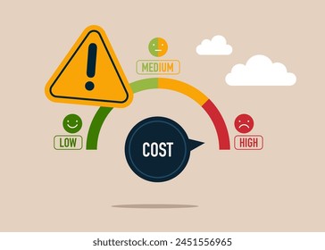 Aumente el costo de marcado al máximo. Aumento de costes y sin concepto de eficiencia. Ilustración vectorial plana