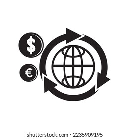 Increase or decrease in dollar or euro currency,icon vector illustration design