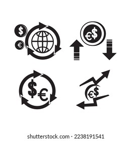 Increase or decrease in dollar or euro currency,icon vector illustration design