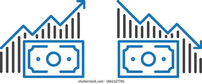 increase and decrease graph icon (blue version) 
