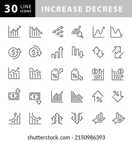 Increase decrease graphic element vector icon i.e. arrow, graph, chart and diagram. Data statistic both up down. For business report of housing, price, interest rate