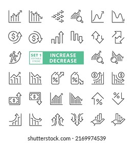 Increase decrease graphic element vector icon i.e. arrow, graph, chart and diagram. Data statistic both up down. For business report of housing, price, interest rate