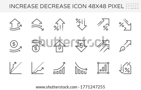 Increase decrease graphic element vector icon i.e. arrow, graph, chart and diagram. Data statistic both up down. For business report of housing, price, interest rate. Also money, finance, stock price.