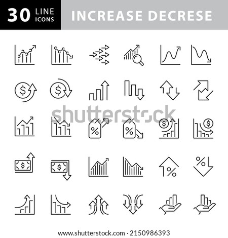 Increase decrease graphic element vector icon i.e. arrow, graph, chart and diagram. Data statistic both up down. For business report of housing, price, interest rate Сток-фото © 