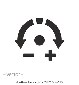 increase or decrease icon, adjust more less, rotate left right, plus or minus rotation, flat symbol - vector illustration