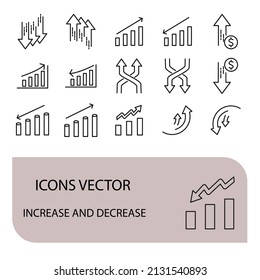 Increase And Decrease Icons Set . Increase And Decrease Pack Symbol Vector Elements For Infographic Web