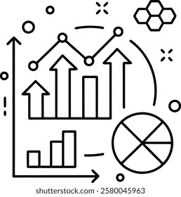 Increase and Decrease line Editable Icons set. Vector illustration in modern thin line style of profit related icons: chart, graph, arrow, and more. Pictograms 