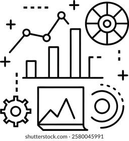 Increase and Decrease line Editable Icons set. Vector illustration in modern thin line style of profit related icons: chart, graph, arrow, and more. Pictograms 