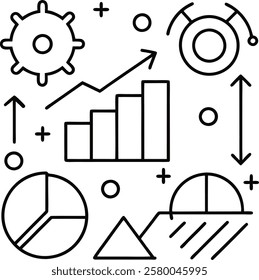 Increase and Decrease line Editable Icons set. Vector illustration in modern thin line style of profit related icons: chart, graph, arrow, and more. Pictograms 