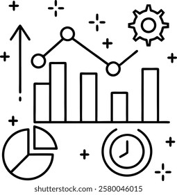 Increase and Decrease line Editable Icons set. Vector illustration in modern thin line style of profit related icons: chart, graph, arrow, and more. Pictograms 
