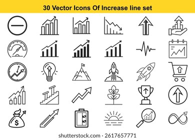 Increase and Decrease Line Icons: Editable Vector Charts, Graphs, Arrows, and Infographics