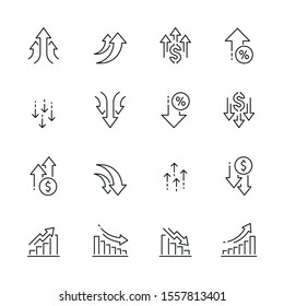 Increase And Decrease Related Icons: Thin Vector Icon Set, Black And White Kit