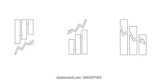 Increase And Decrease Thin Line Arrow Icons With Editable Stroke