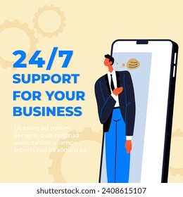 Increase and development, project benefit and management solution. Support for your business. Get consultations and advice, recommendations from experts for your companies. Vector in flat style