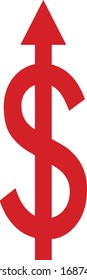 Increase Dollar up red sign arrow icon up arrow icon