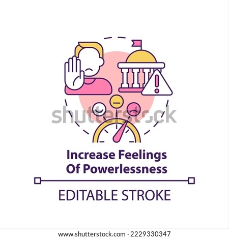 Increase feelings of powerlessness concept icon. Ineffective convincement abstract idea thin line illustration. Isolated outline drawing. Editable stroke. Arial, Myriad Pro-Bold fonts used