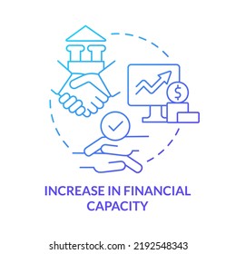 Increase In Financial Capacity Blue Gradient Concept Icon. Finance And Money. Motive For Merger Abstract Idea Thin Line Illustration. Isolated Outline Drawing. Myriad Pro-Bold Fonts Used