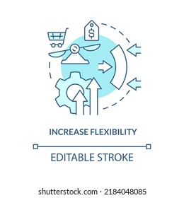 Increase flexibility turquoise concept icon. Addressing covid impact on logistics abstract idea thin line illustration. Isolated outline drawing. Editable stroke. Arial, Myriad Pro-Bold fonts used