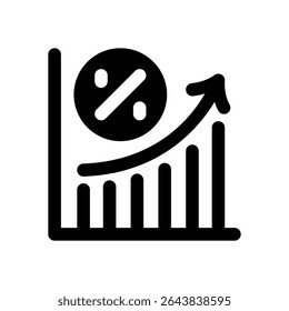 increase glyph icon. Strong and solid vector icon for websites, mobile interfaces, presentations, and visual branding. High quality and easy to edit.