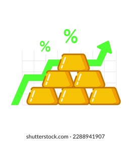 increase in gold prices value concept illustration flat design vector eps10. modern graphic element for infographic, icon