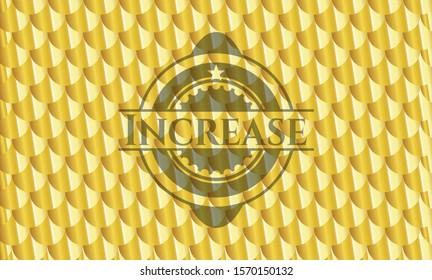 Increase gold shiny emblem. Scales pattern. Vector Illustration. Detailed.