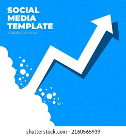 gráfico de aumento, financiación gráfica hacia arriba vector, flecha en la nube, gráfico de flecha arriba, plantilla de medios sociales