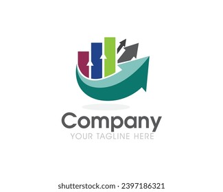aumento del logotipo de la solución de contabilidad de existencias gráficas símbolo de diseño de la ilustración de la ilustración
