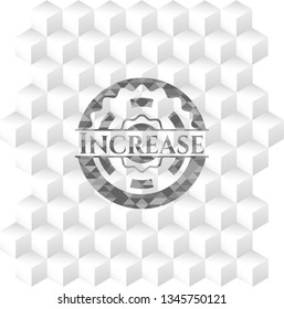 Increase grey badge with geometric cube white background