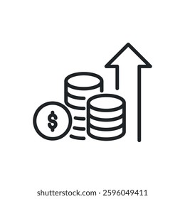 Increase, growth thin line icons. Perfect pixel on transparent background