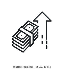 Increase, growth thin line icons. Perfect pixel on transparent background
