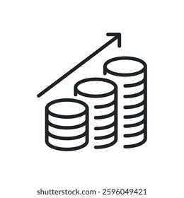 Increase, growth thin line icons. Perfect pixel on transparent background